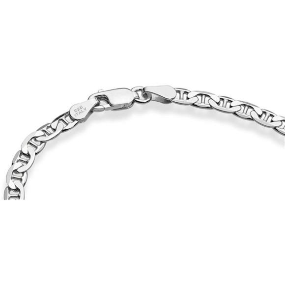 Sterling Silver Diamond-Cut Mariner Anklet for Women, Made in Italy - Picture 4 of 4
